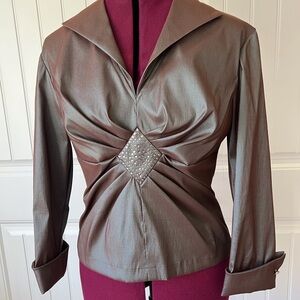 NEW-tags on-KM Collection top.Three quarter sleeve with rhinestone inset detail.